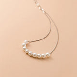 925 Silver Bead Pearl Choker Necklace Classic Jewelry
