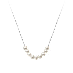 925 Silver Bead Pearl Choker Necklace Classic Jewelry