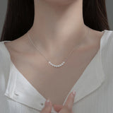 925 Silver Bead Pearl Choker Necklace Classic Jewelry