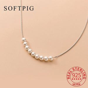 925 Silver Bead Pearl Choker Necklace Classic Jewelry