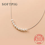 925 Silver Bead Pearl Choker Necklace Classic Jewelry