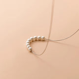 925 Silver Bead Pearl Choker Necklace Classic Jewelry