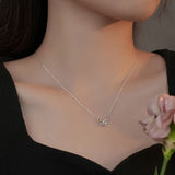 925 Silver Zircon Butterflies Choker Necklace Women Classic Jewelry
