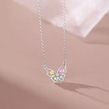 925 Silver Zircon Butterflies Choker Necklace Women Classic Jewelry