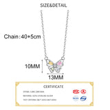 925 Silver Zircon Butterflies Choker Necklace Women Classic Jewelry