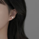 Square Zircon Piercing Earrings 999 Silver