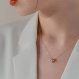 S925 Sterling Silver 14K Pearl Necklace OL Single Bead Sweater Chain