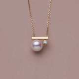 S925 Sterling Silver 14K Pearl Necklace OL Single Bead Sweater Chain