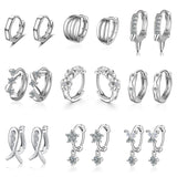 925 Sterling Silver Huggie Hoop Earrings with Rhinestones