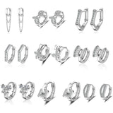 925 Sterling Silver Huggie Hoop Earrings with Rhinestones