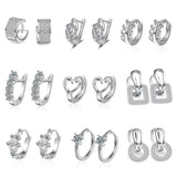 925 Sterling Silver Huggie Hoop Earrings with Rhinestones