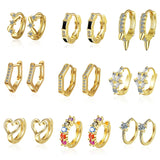 925 Sterling Silver Huggie Hoop Earrings with Rhinestones