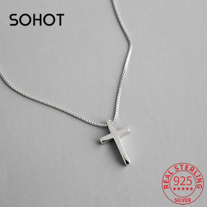 925 Silver Cross Dangle Pendant Necklace for Women