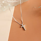 925 Silver Cross Dangle Pendant Necklace for Women