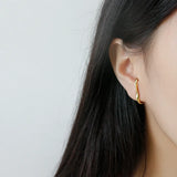 925 Sterling Silver Twisted C Shape Stud Earrings for Women