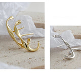 925 Sterling Silver Twisted C Shape Stud Earrings for Women