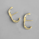 925 Sterling Silver Twisted C Shape Stud Earrings for Women