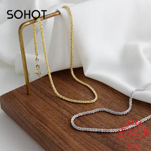 925 Sterling Silver Gypsophila Clavicle Choker Necklace Punk Female Jewelry