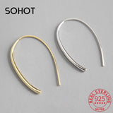 925 Silver U Shape Women Hoop Earrings Minimalist Style