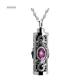 Purple Birthstone Fillable Vial Ashes Necklace Keepsake Pendant