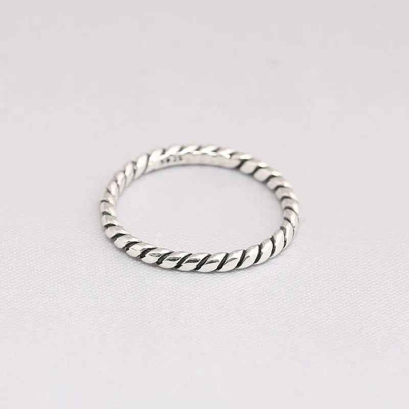 925 Silver Ribbon of Love Ring European Jewelry