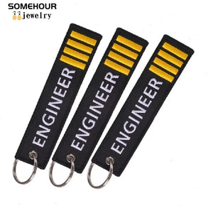 Embroidery Aviation Keychain Engineer Keyholder Ring Men Women