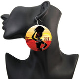 Custom African Wooden Drop Earrings with Personalized Photos