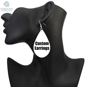 SOMESOOR Flat Teardrop African Wooden Earrings