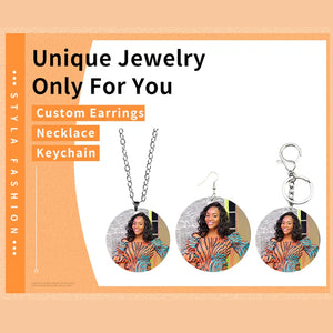 Personalized Necklace Keyholder Earrings Set Stainless Steel Chains