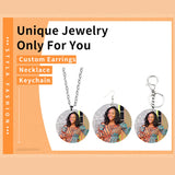 Personalized Necklace Keyholder Earrings Set Stainless Steel Chains