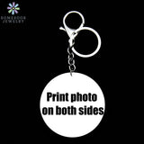 Round Pendant Personalized Wooden Keyholders Stainless Steel Keychain