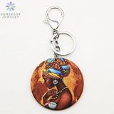 Round Pendant Personalized Wooden Keyholders Stainless Steel Keychain