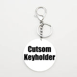Round Pendant Personalized Wooden Keyholders Stainless Steel Keychain