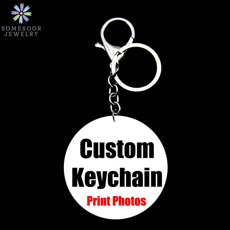 Round Pendant Personalized Wooden Keyholders Stainless Steel Keychain
