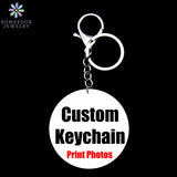 Round Pendant Personalized Wooden Keyholders Stainless Steel Keychain