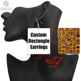 Personalized Photo Drop Earrings African Wood Dangle Jewelry