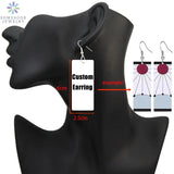 Personalized Photo Drop Earrings African Wood Dangle Jewelry