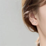 SOMILIA 3 Style Stud Earrings S925 Silver Screw Studs Antiallergic Body Jewelry