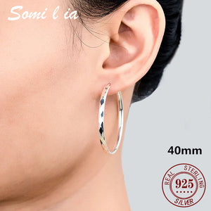 SOMILIA 925 Sterling Silver Round Hoop Earrings for Women