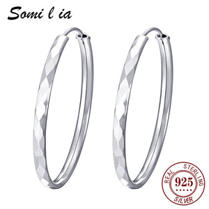 SOMILIA 925 Sterling Silver Round Hoop Earrings for Women