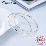 SOMILIA 925 Sterling Silver Round Hoop Earrings for Women