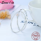 SOMILIA 925 Sterling Silver Round Hoop Earrings for Women