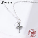 925 Sterling Silver Cross Necklace with Cubic Zirconia Pendant