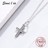925 Sterling Silver Cross Necklace with Cubic Zirconia Pendant