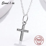 925 Sterling Silver Cross Necklace with Cubic Zirconia Pendant