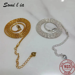 SOMILIA 18K Yellow Necklace Sterling Silver Clavicle Sweater Chain