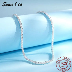 SOMILIA Italian Necklace S925 Sterling Silver Sparkling Clavicle Sweater Chain
