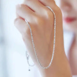 SOMILIA Italian Necklace S925 Sterling Silver Sparkling Clavicle Sweater Chain