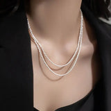 SOMILIA Italian Necklace S925 Sterling Silver Sparkling Clavicle Sweater Chain