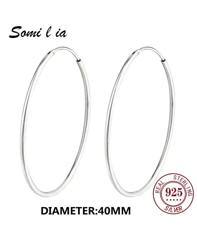SOMILIA Big Hoop Earrings 925 Sterling Silver Women's Jewelry